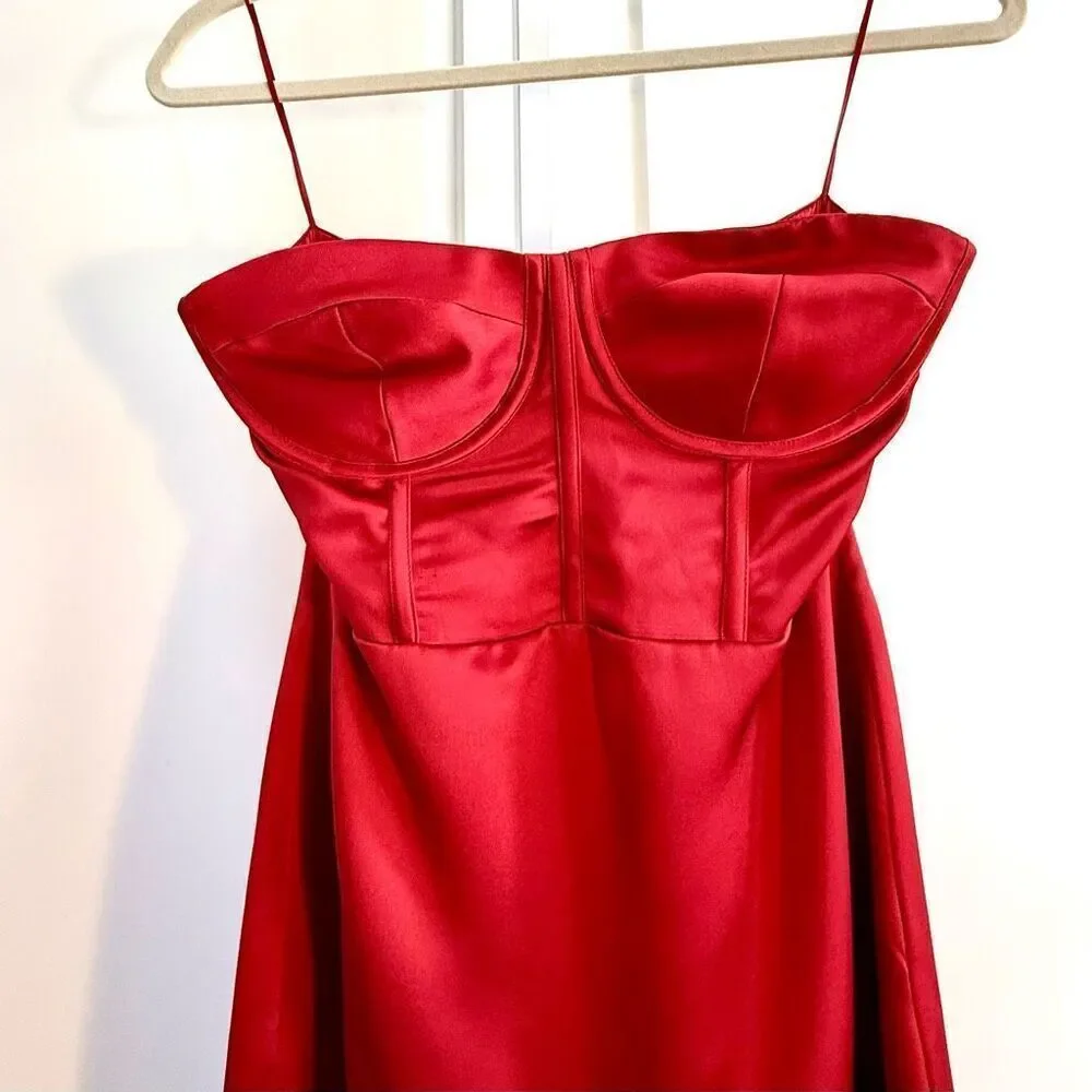 NWT Ramy Brook “Alianna” midi strapless dress in soirée red Size 2